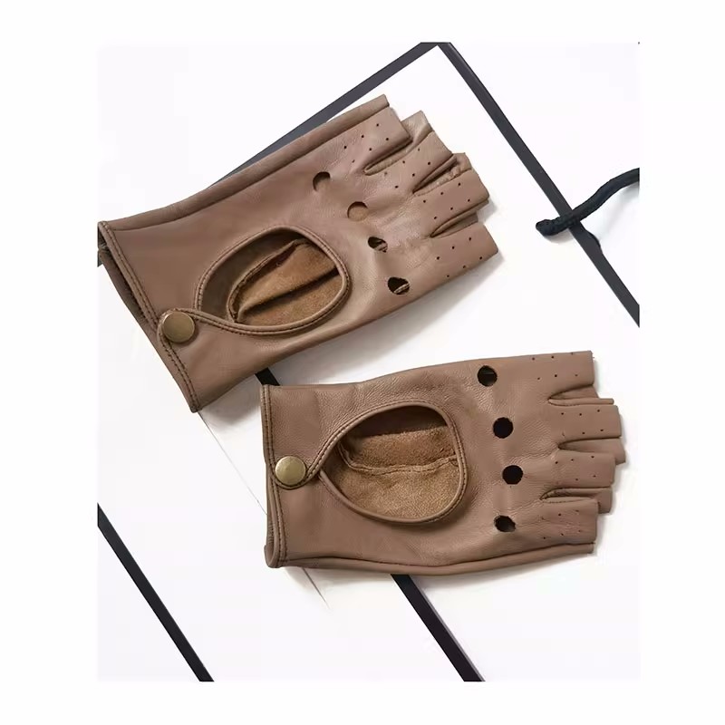 Leather Driving Glove - Women's Natural Sheepskin Leather Hollow Out