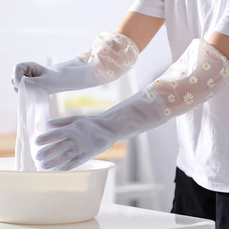 1 Pair Rubber Gloves Long Slee - Dish Glove Rubber のレビューと価格