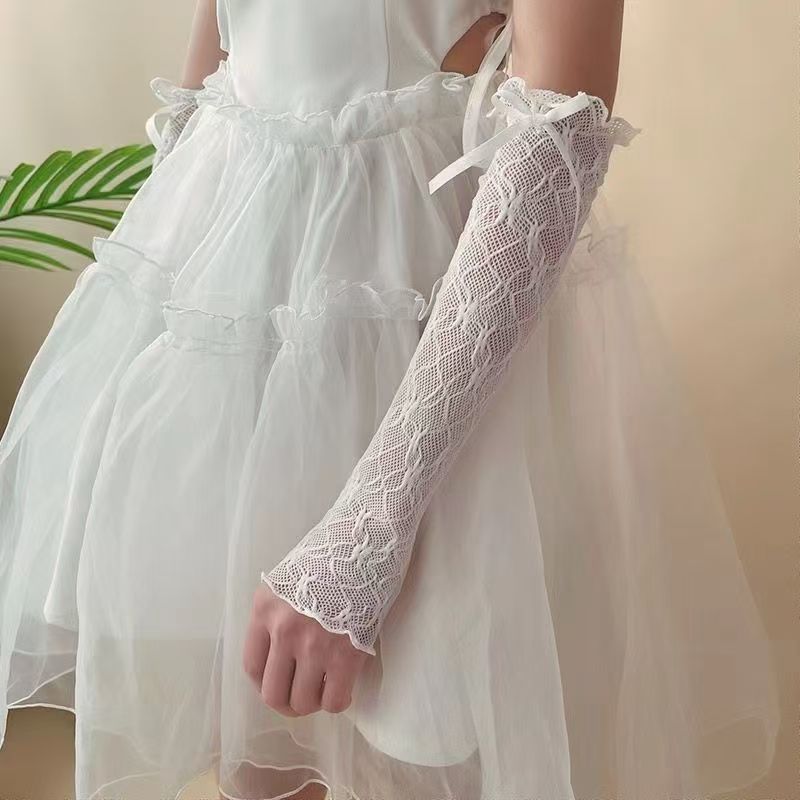Summer Long Lace Ruffle Mesh F - Fingerless Glove Knit のレビューと価格
