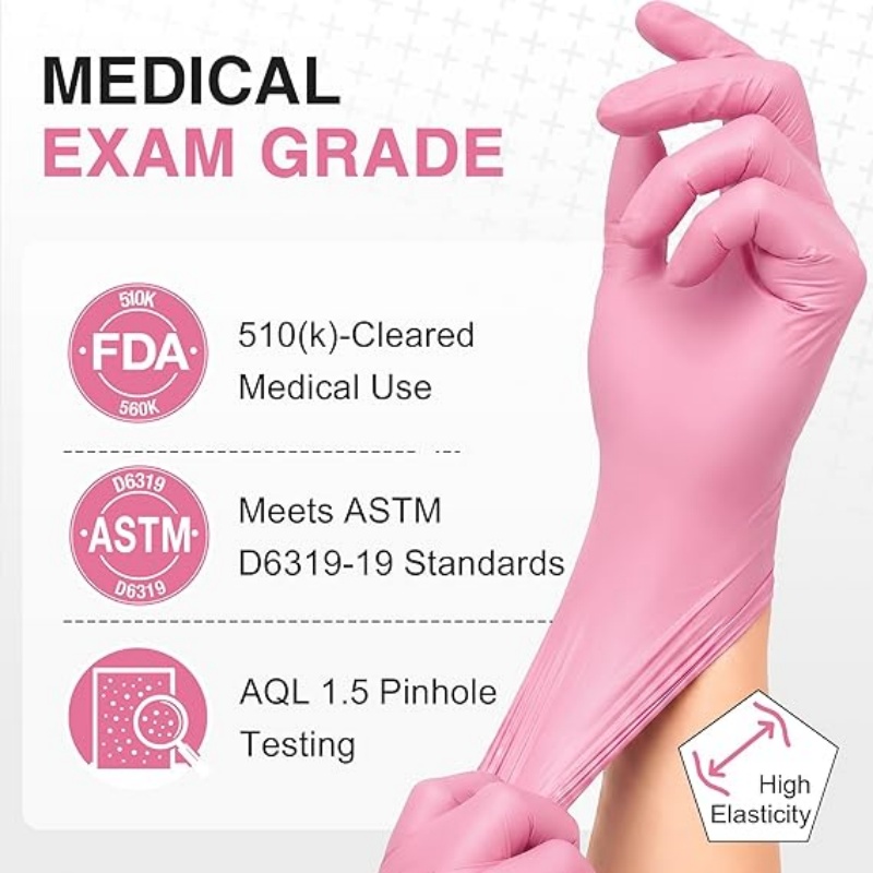 Pink Nitrile Disposable Gloves - Latex Disposable Glove のレビューと価格