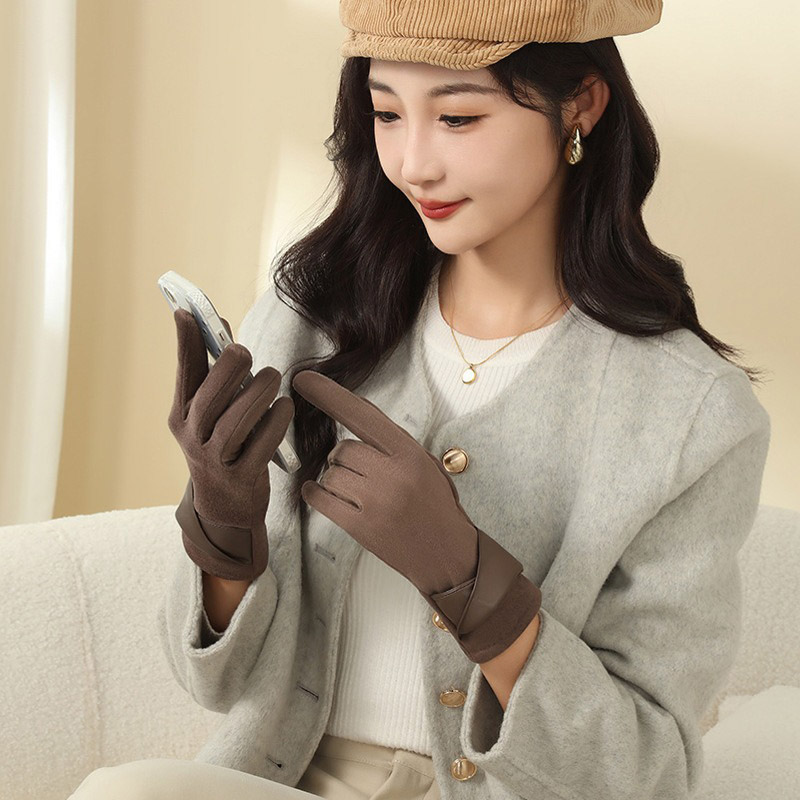 1 Pair Suede Gloves For Women  - Leather Driving Glove のレビューと価格