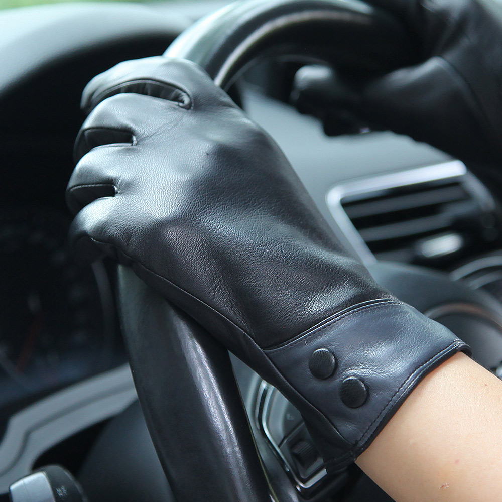 Fashion Black Real Leather Glo - Wool Glove Lined のレビューと価格