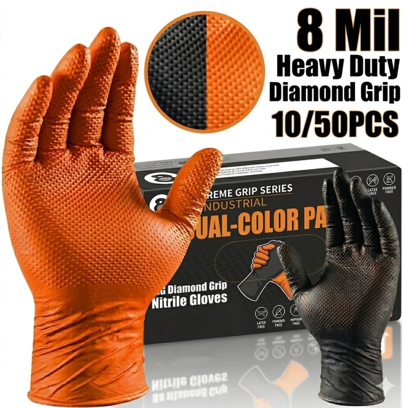 Heavy Duty Orange Nitrile Glov - Nitrile Mechanic Glove のレビューと価格