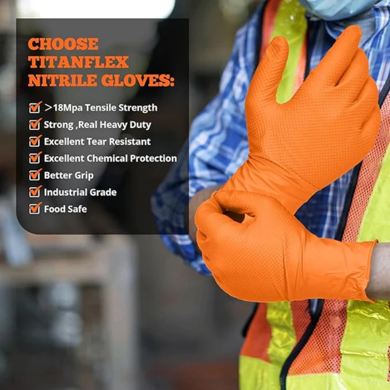 Heavy Duty Orange Nitrile Glov - Nitrile Mechanic Glove のレビューと価格