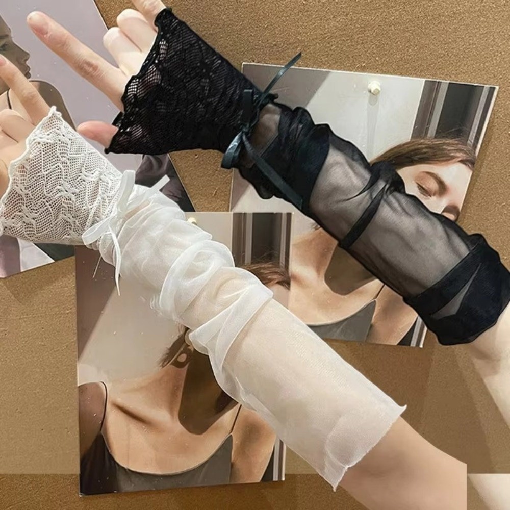 Y2K Lace Ruffle Mesh Gloves Sh - Fingerless Glove Knit のレビューと価格