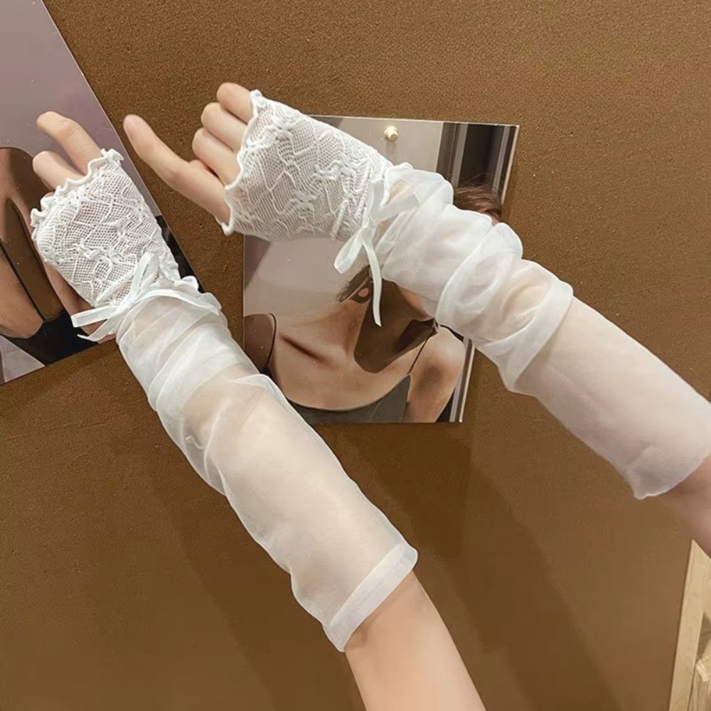 Y2K Lace Ruffle Mesh Gloves Sh - Fingerless Glove Knit のレビューと価格