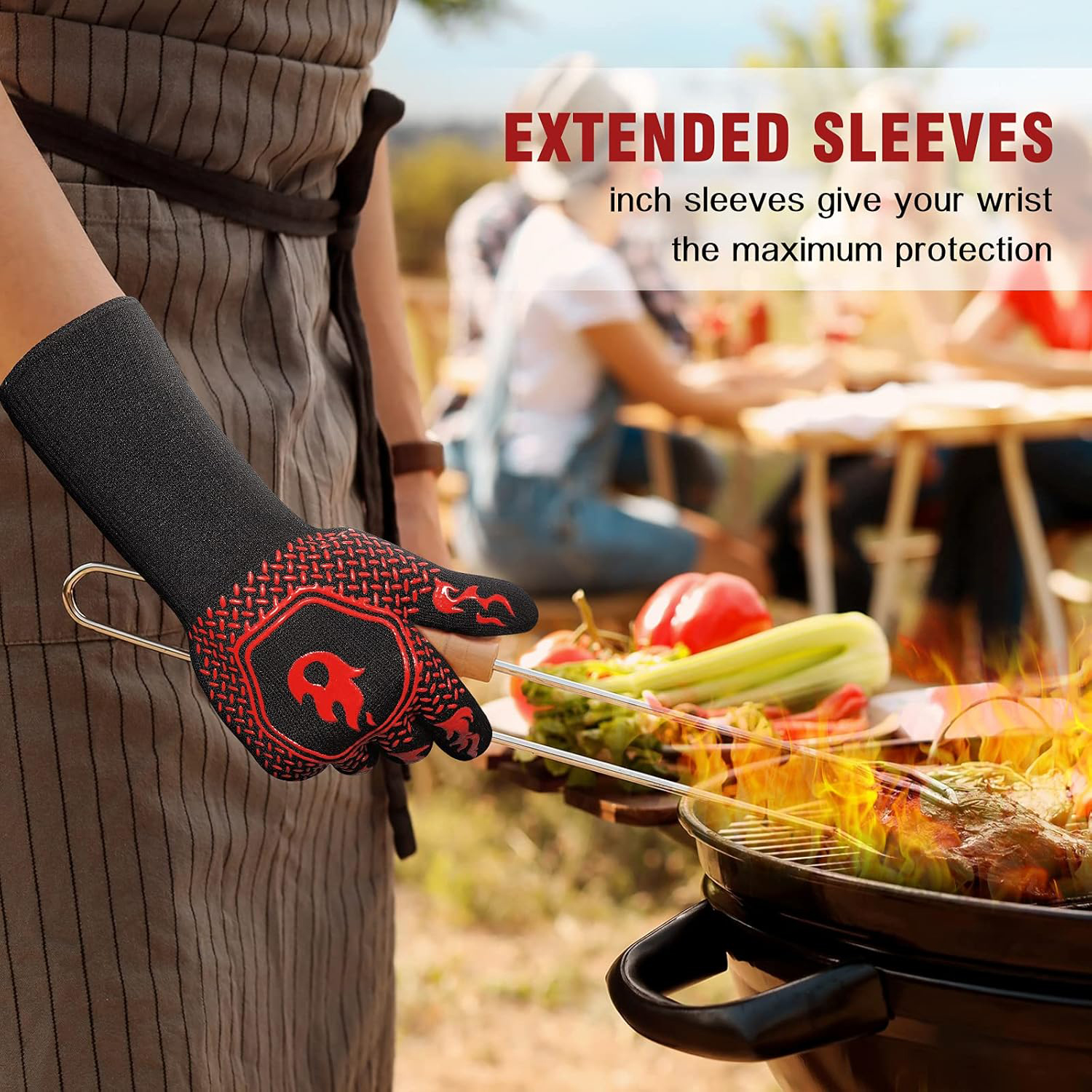 BBQ Grill Gloves High Temp Res - Oven Mitt Silicone のレビューと価格
