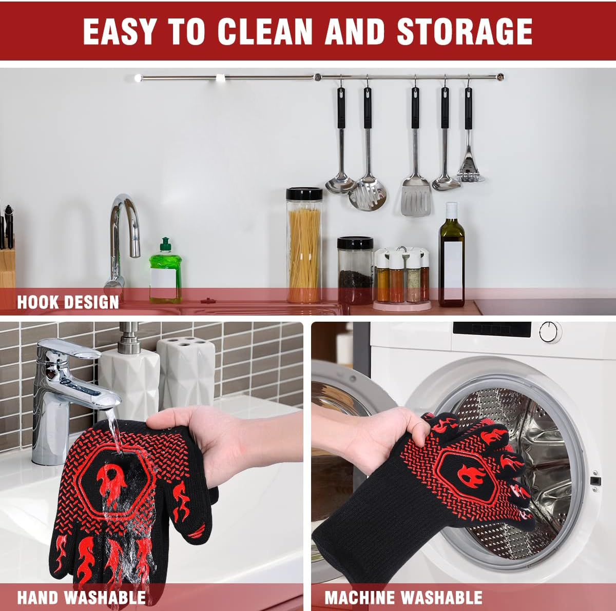BBQ Grill Gloves High Temp Res - Oven Mitt Silicone のレビューと価格