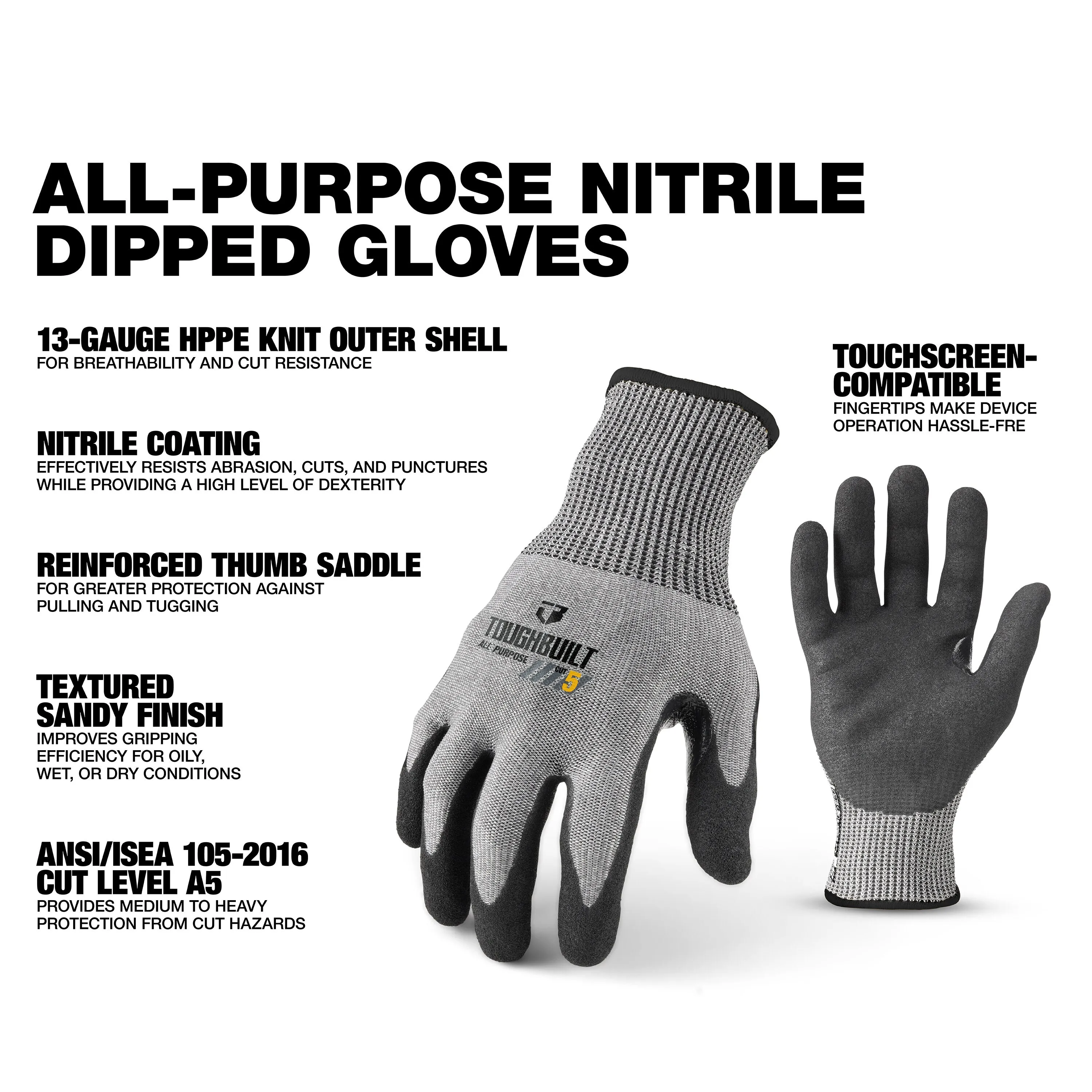 TOUGHBUILT TB-P2-112-5-L Nitri - Nitrile Mechanic Glove のレビューと価格