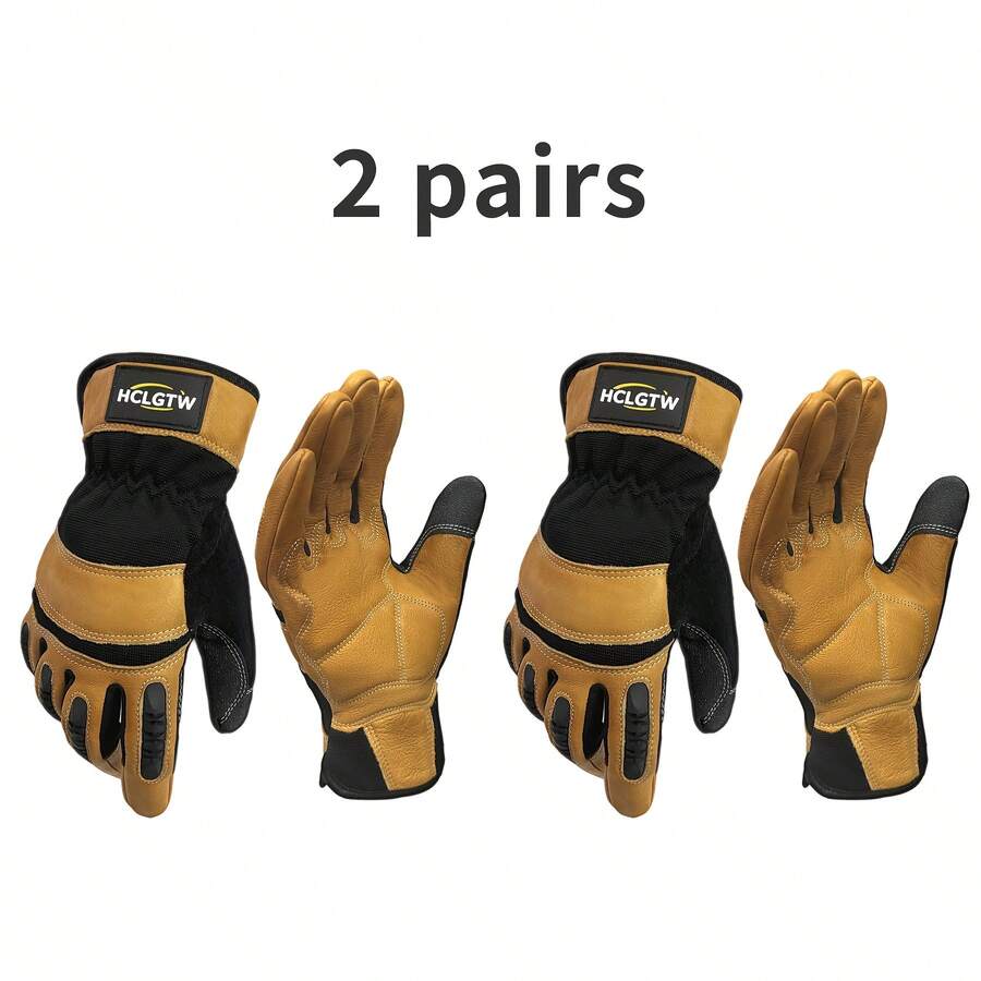 Two Pairs Of Brown Leather Glo - Work Glove Impact のレビューと価格