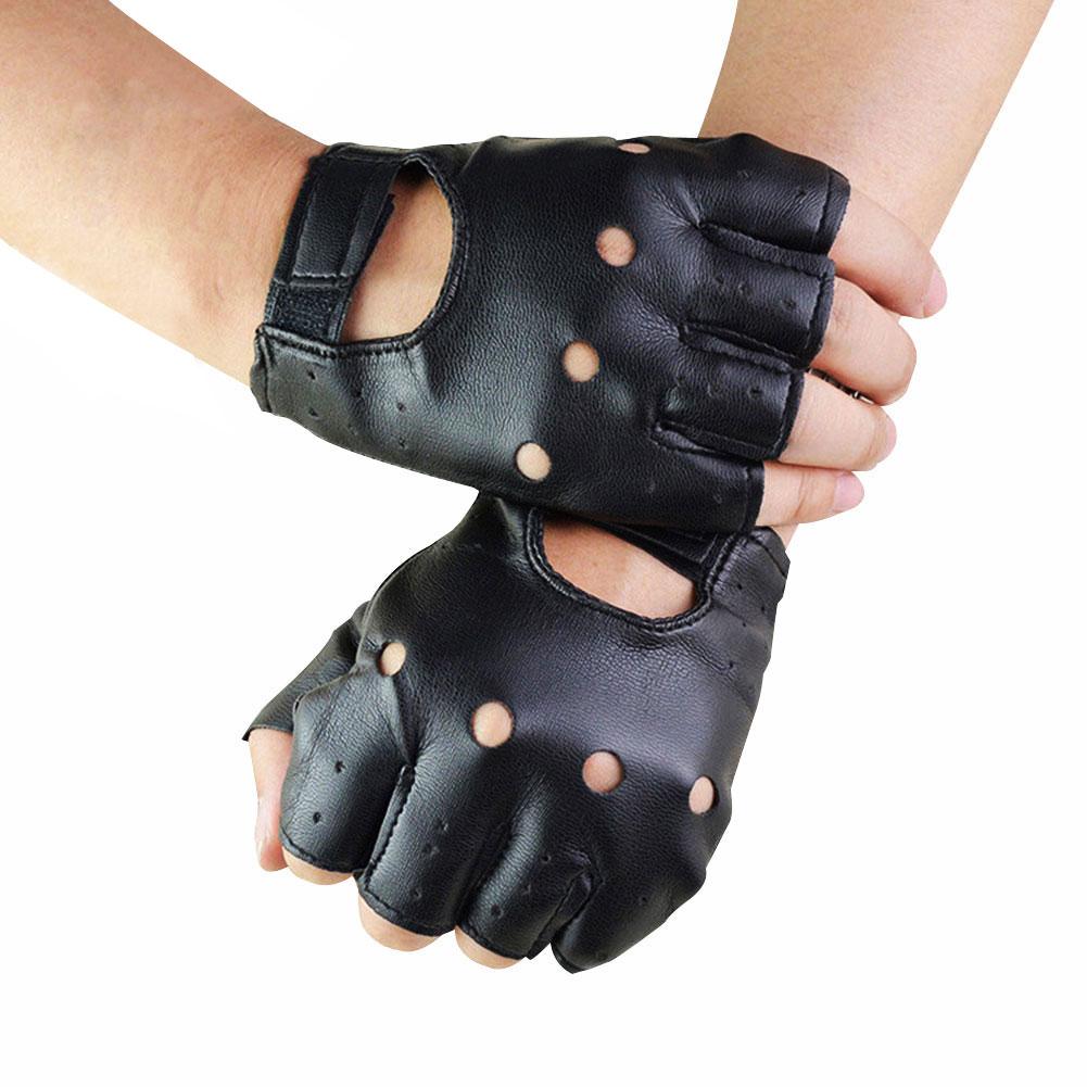 Punk Fingerless Gloves PU Leat - Workout Glove Gym のレビューと価格