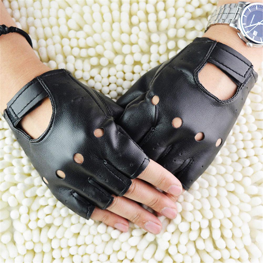 Punk Fingerless Gloves PU Leat - Workout Glove Gym のレビューと価格