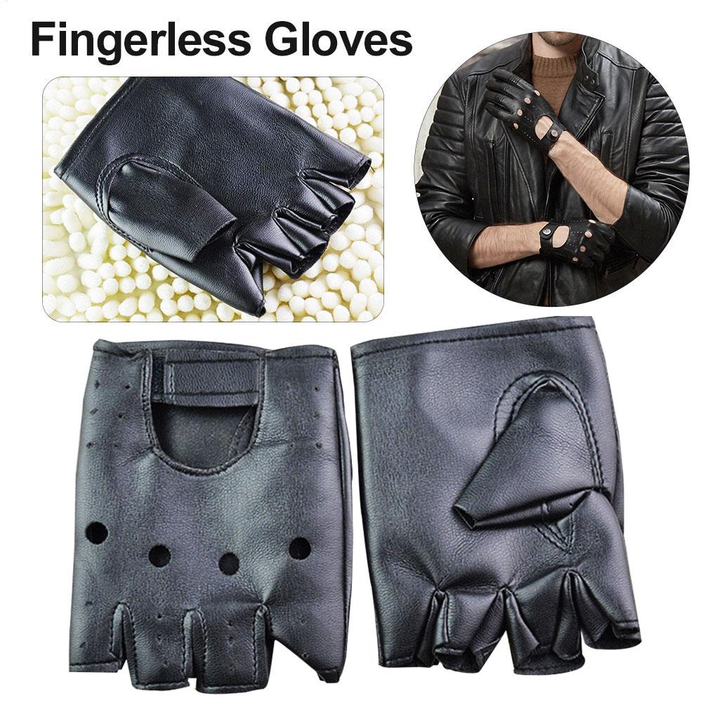 Punk Fingerless Gloves PU Leat - Workout Glove Gym のレビューと価格