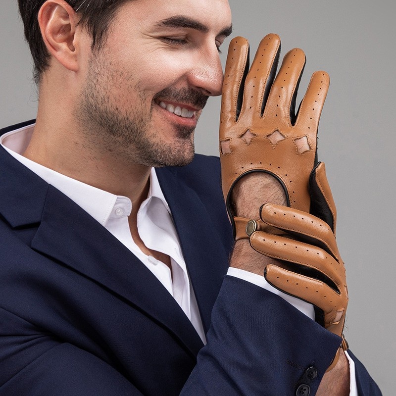 Men Leather Gloves Motorcycle  - Leather Driving Glove のレビューと価格