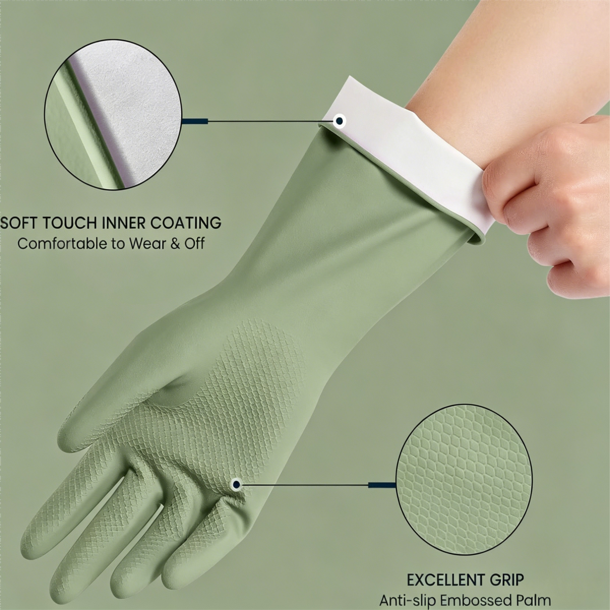 4 Pairs Reusable Rubber Dishwa - Dish Glove Rubber のレビューと価格