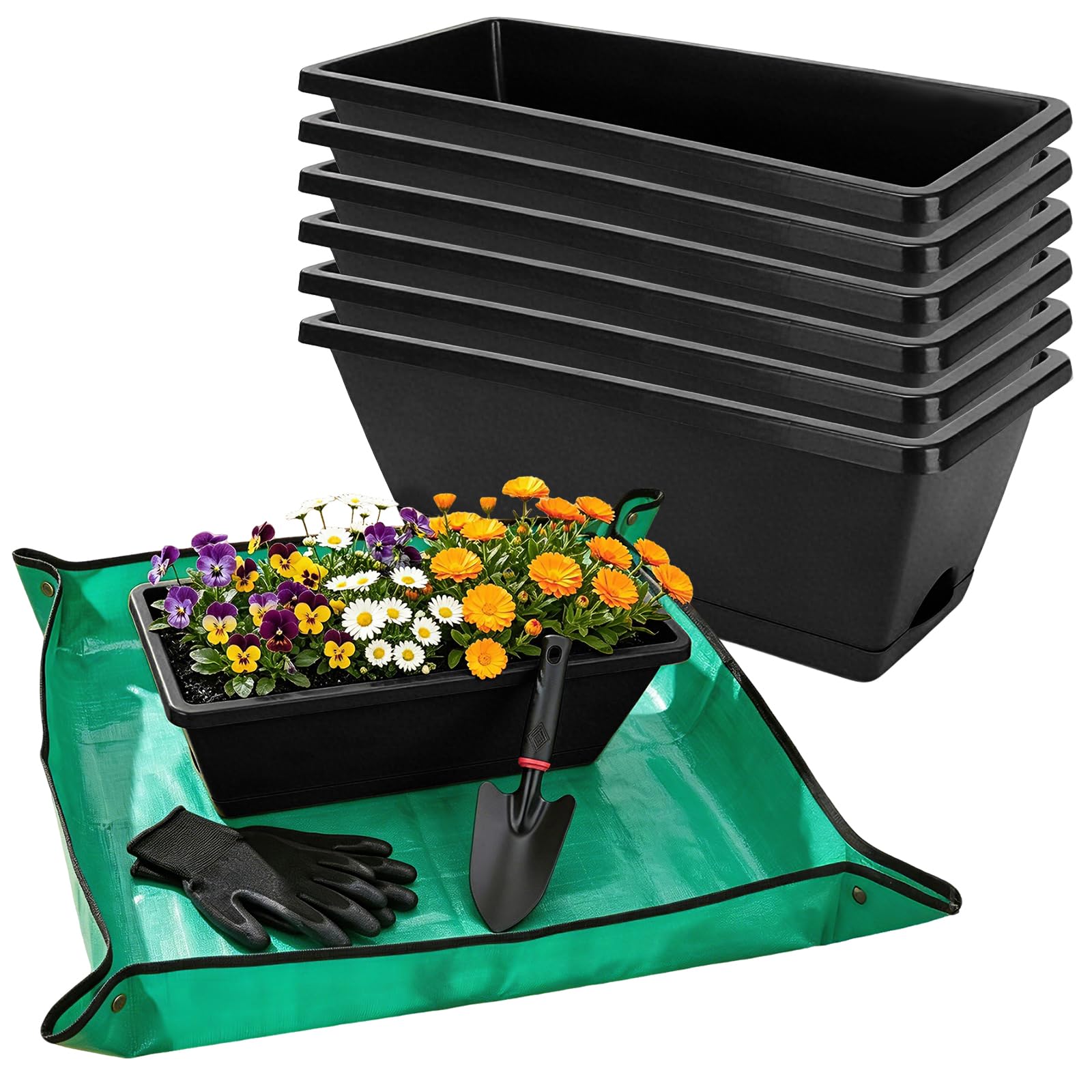 7 Black 17-Inch Rectangular Pl - Gardening Glove Waterproof のレビューと価格