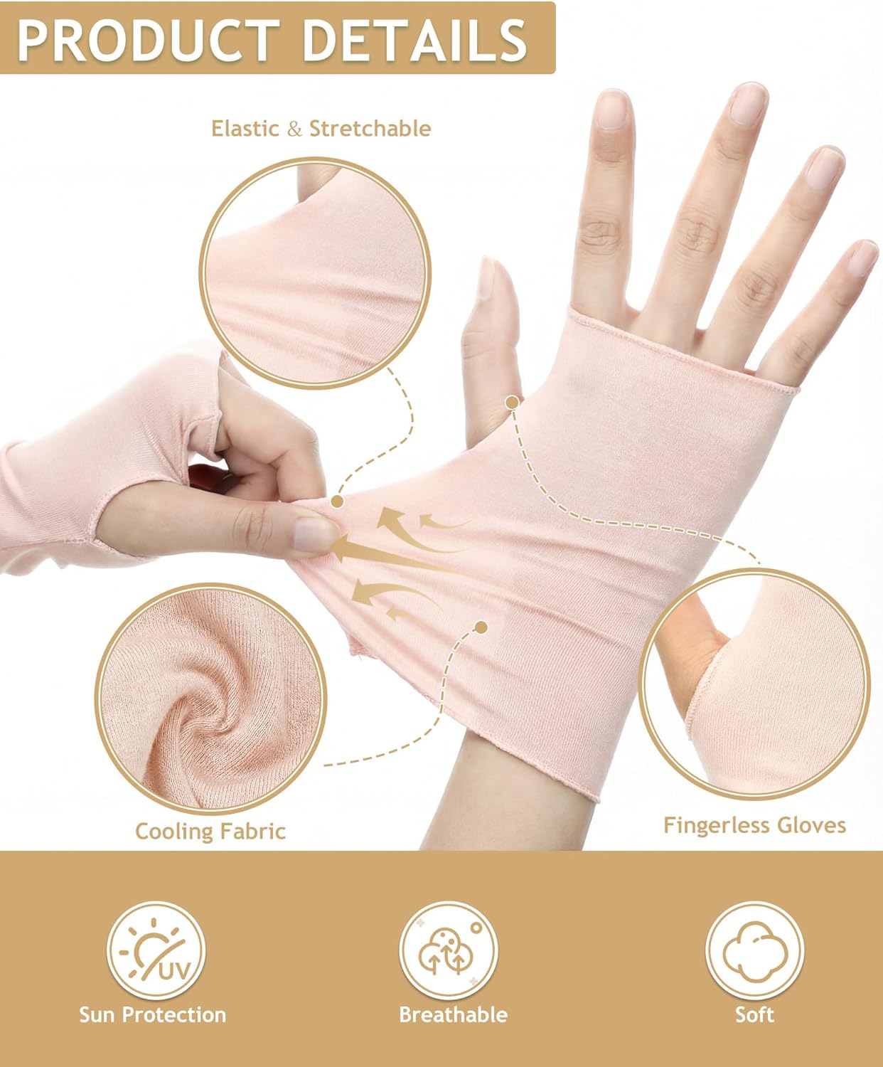 1 pair of sun protection glove - Fingerless Glove Knit のレビューと価格