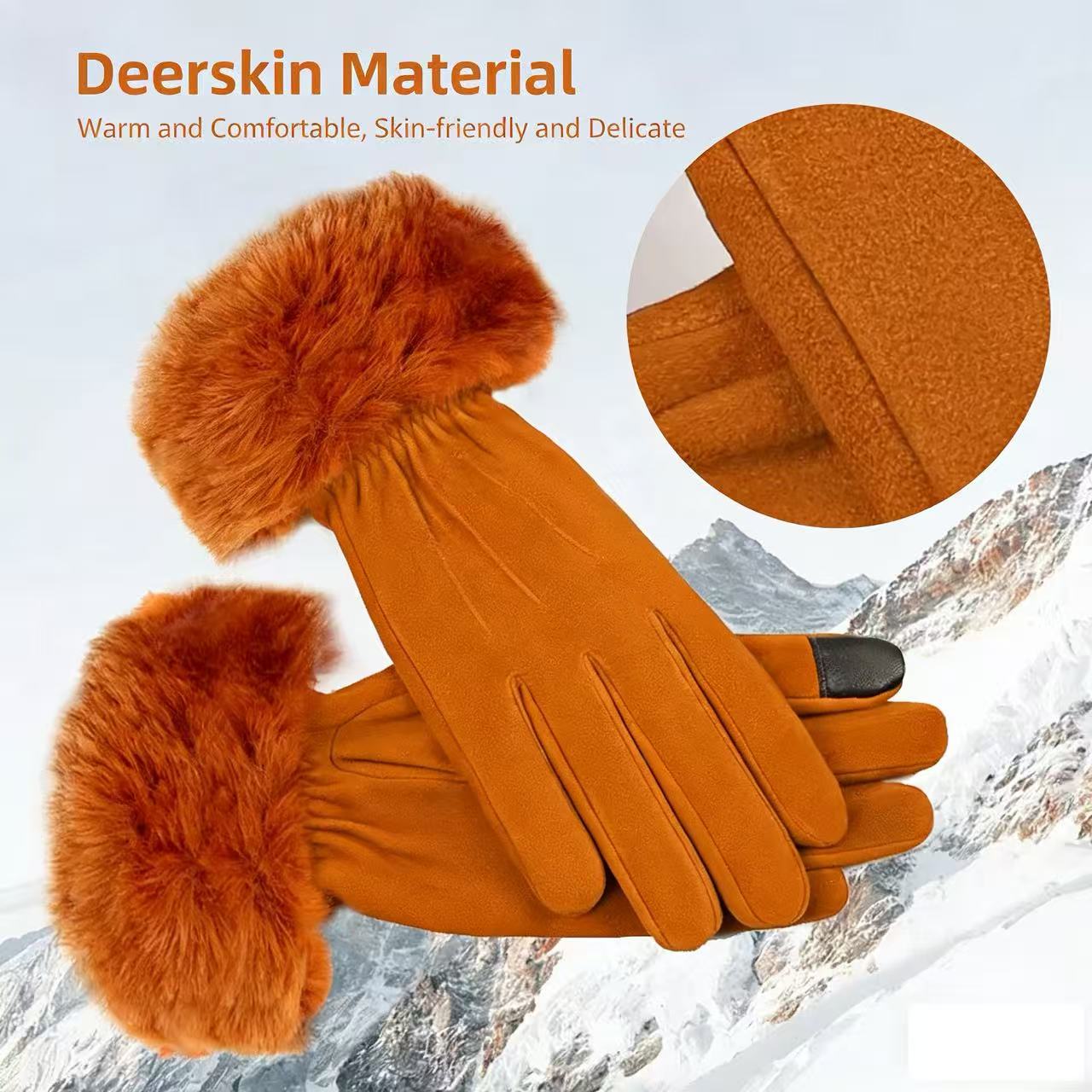 Women's Deerskin Warm Gloves A - Wool Glove Lined のレビューと価格