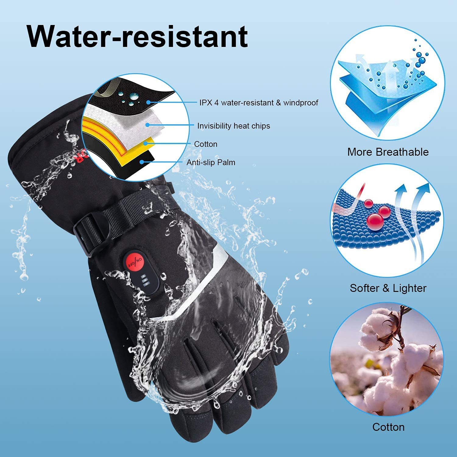 SNOW DEER Winter Heated Gloves - Ski Glove Waterproof のレビューと価格