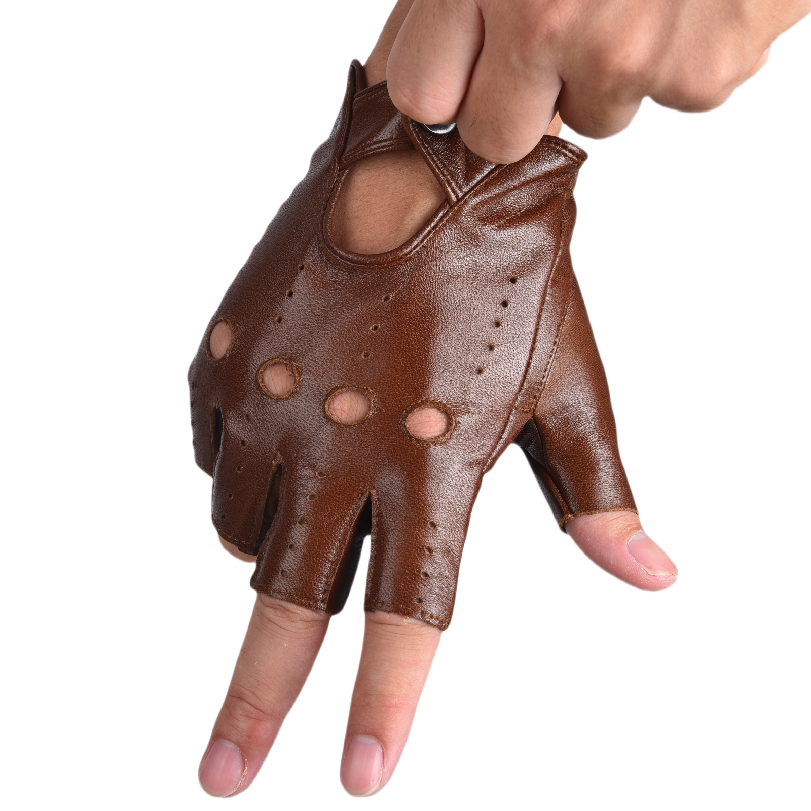 Mens Fingerless Half Finger Le - Leather Driving Glove のレビューと価格