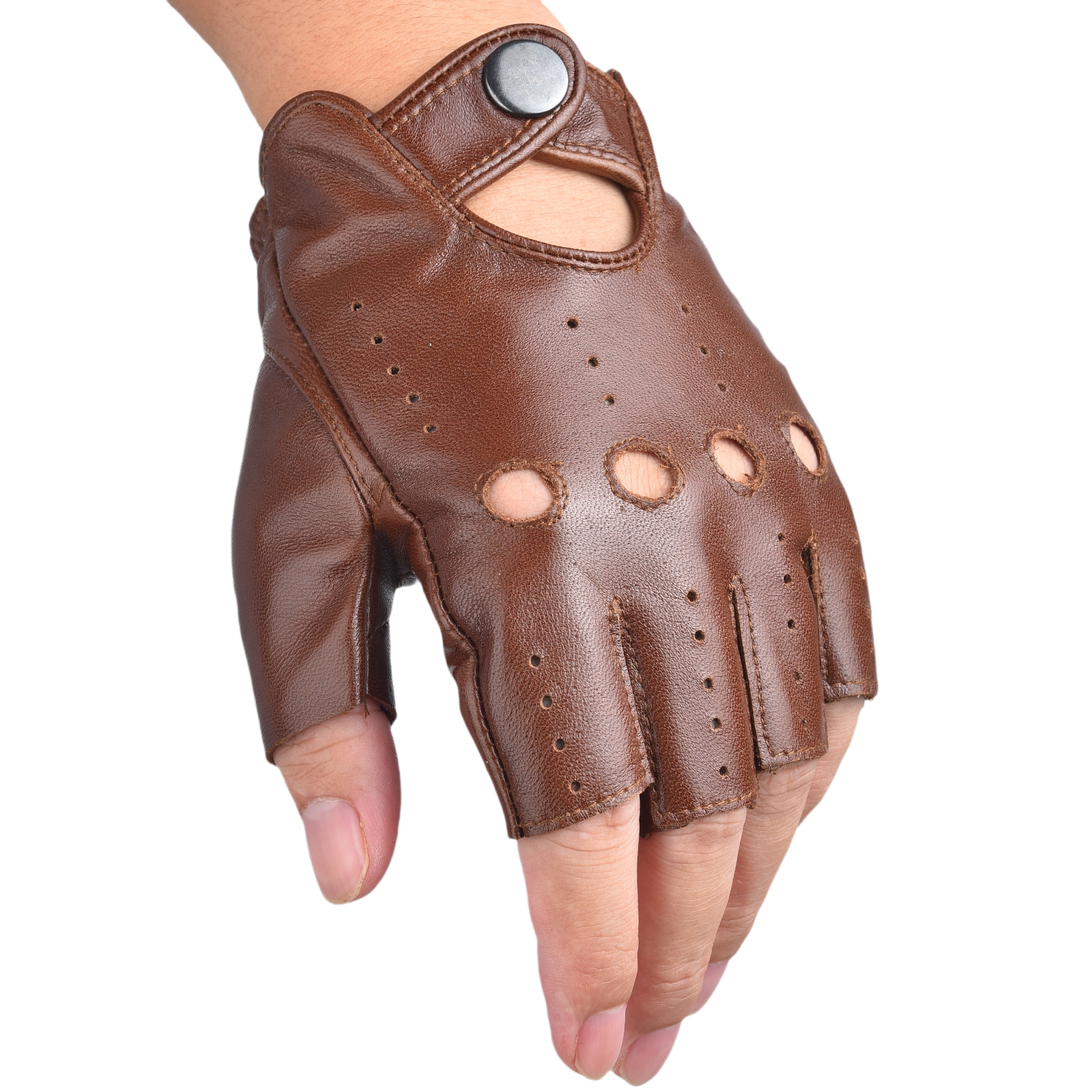 Mens Fingerless Half Finger Le - Leather Driving Glove のレビューと価格