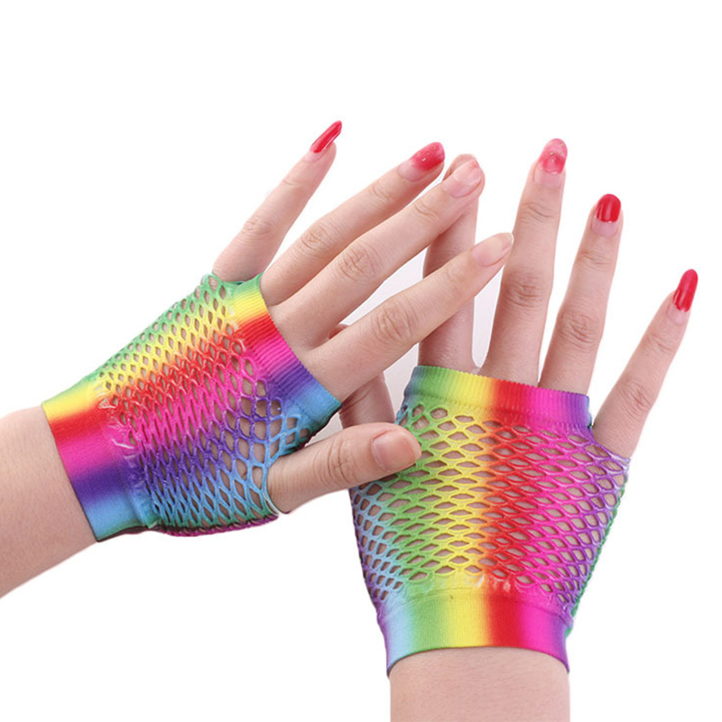 Ladies Sexy Rainbow Color Shor - Fingerless Glove Knit のレビューと価格