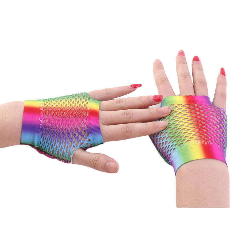 Ladies Sexy Rainbow Color Shor - Fingerless Glove Knit のレビューと価格