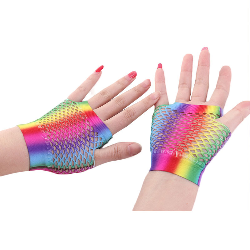 Ladies Sexy Rainbow Color Shor - Fingerless Glove Knit のレビューと価格