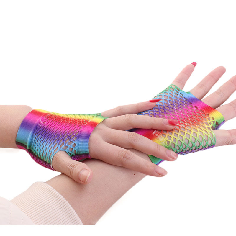 Ladies Sexy Rainbow Color Shor - Fingerless Glove Knit のレビューと価格