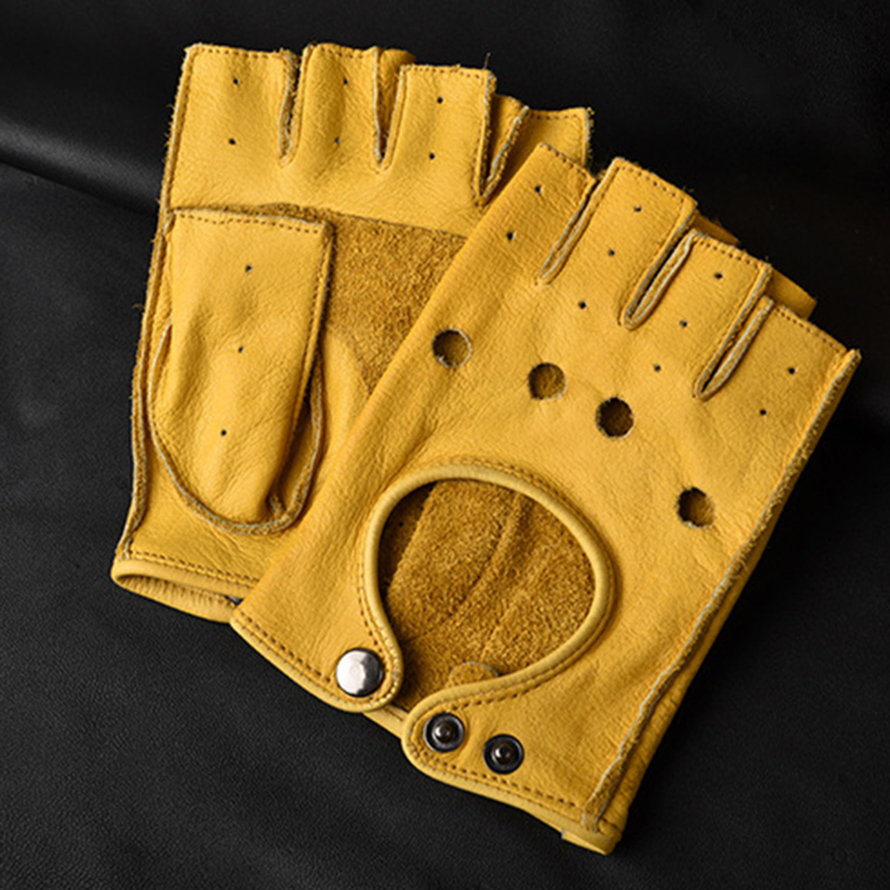 Leather Gloves Men's Half Fing - Leather Driving Glove のレビューと価格