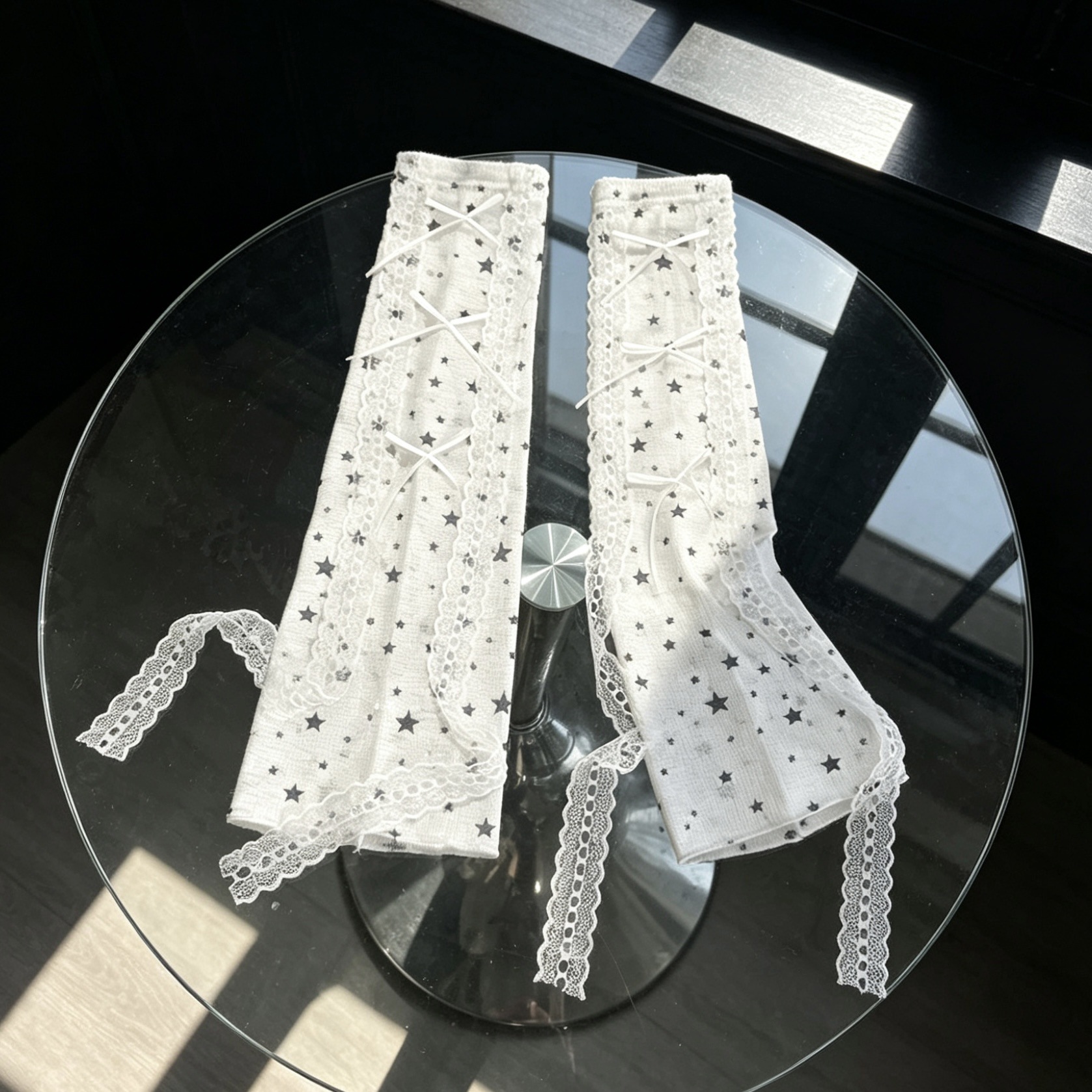 Kawaii Star Print Lace Arm Sle - Fingerless Glove Knit のレビューと価格
