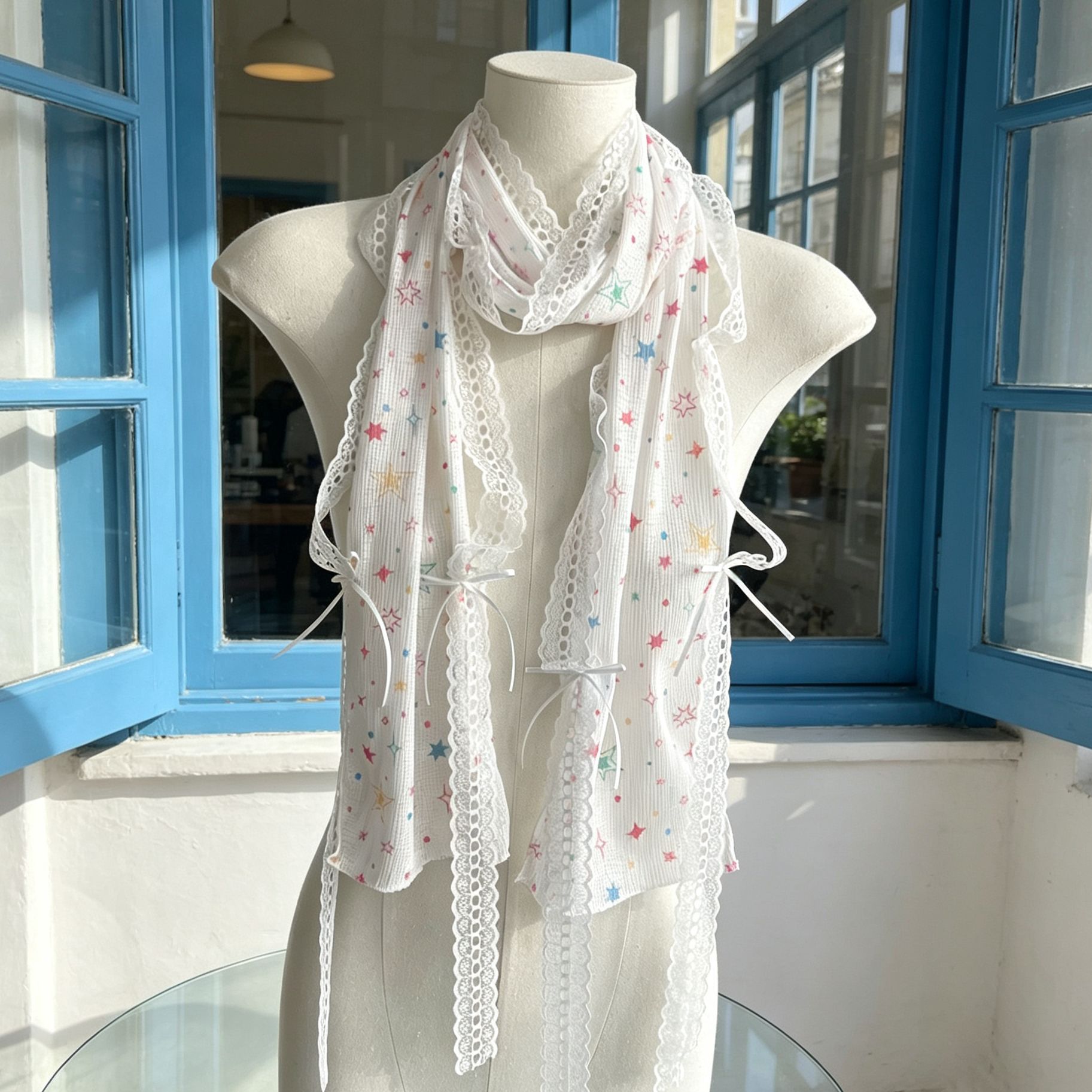 Kawaii Star Print Lace Arm Sle - Fingerless Glove Knit のレビューと価格