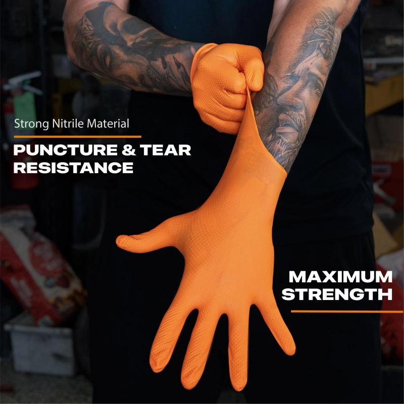 Heavy Duty Orange Nitrile Glov - Nitrile Mechanic Glove のレビューと価格