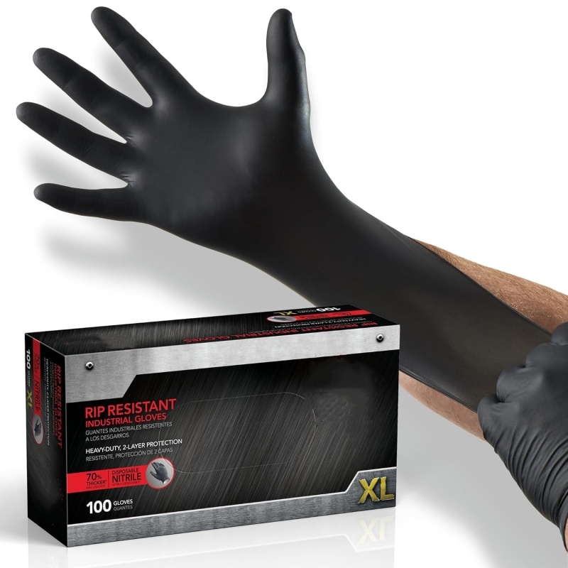 100PCS Black Nitrile Gloves Di - Nitrile Mechanic Glove のレビューと価格