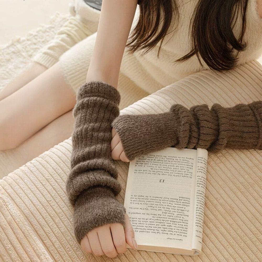 Mink Fleece Winter Women Knitt - Fingerless Glove Knit のレビューと価格