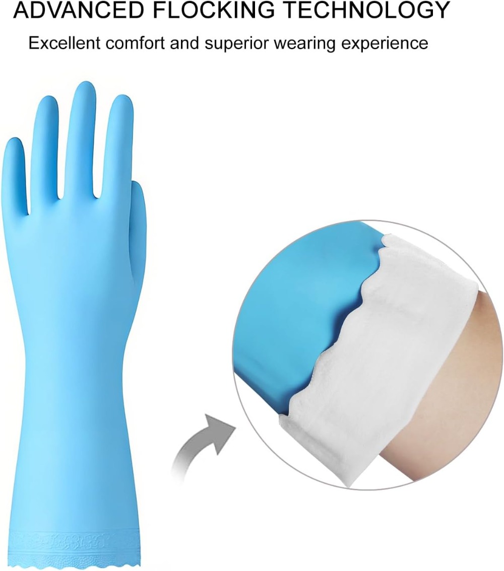 3 Pairs Non-Slip Waterproof Ki - Rubber Glove Cleaning のレビューと価格