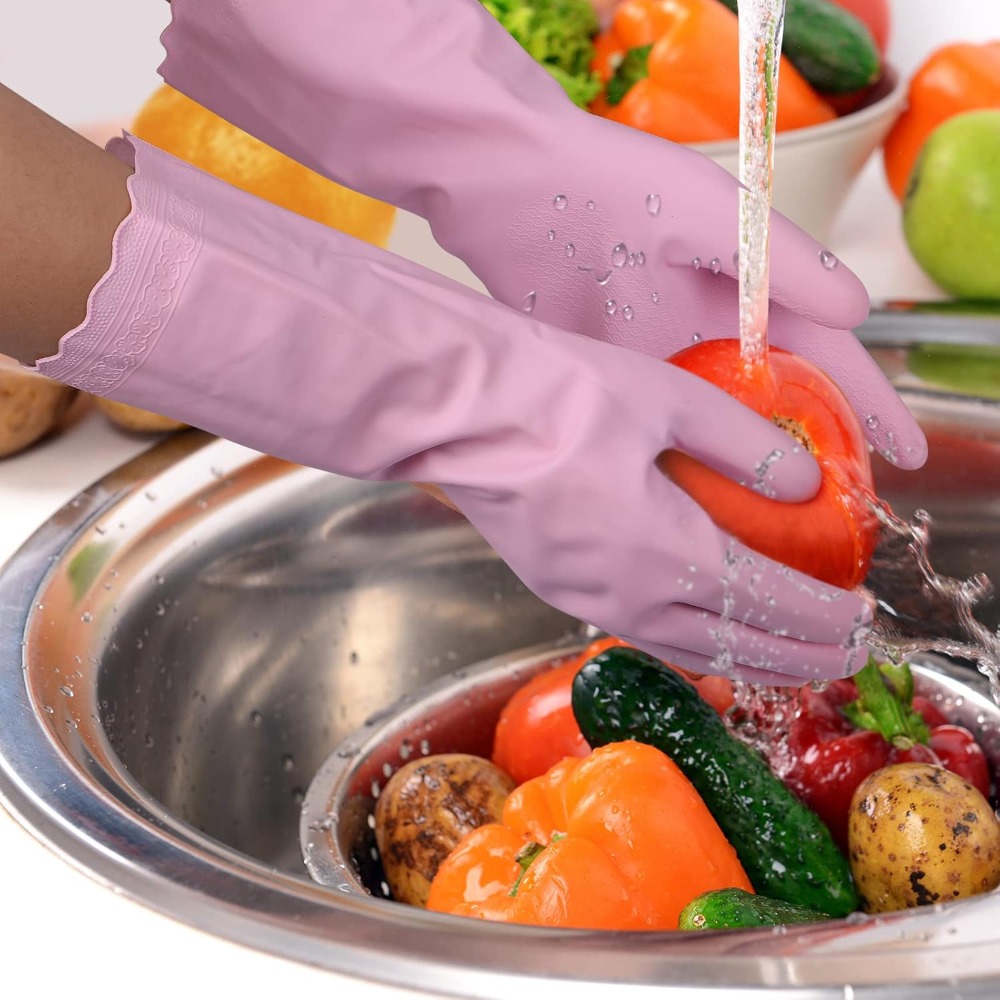 3 Pairs Non-Slip Waterproof Ki - Rubber Glove Cleaning のレビューと価格